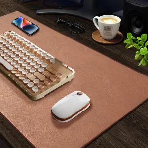 Retro Luxe Leather Desk Pad Protector,Mouse Pad and Keyboard Mat,Office Desk Mat,Dual-Sided Design,Waterproof Desk Writing Pad for Office and Home (Saddle Brown, 31.5" x 15.8")