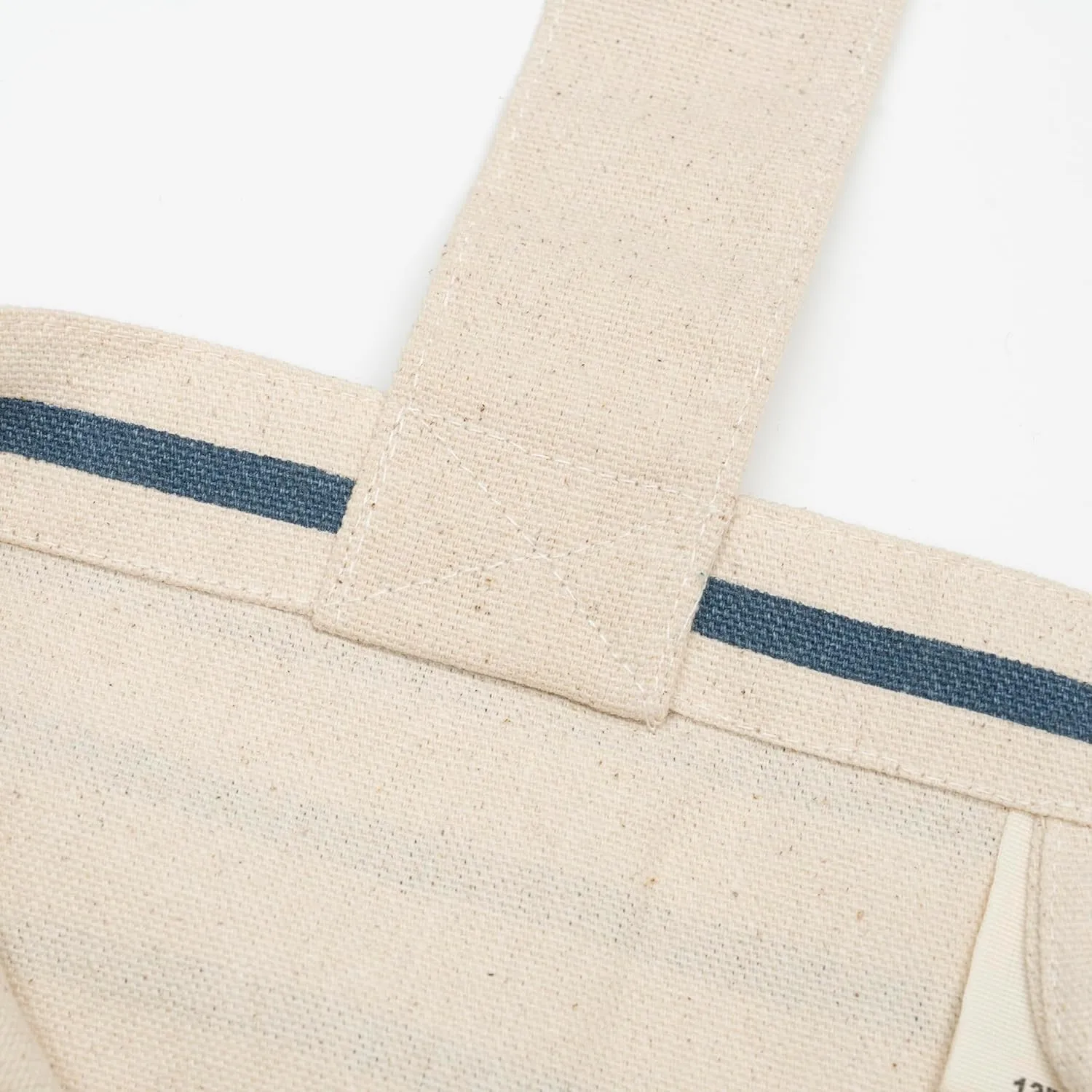 Reusable Canvas Grocery Shopping Bags with Bottle Sleeves - Easy to Organize, Convenient to Carry, Sturdy, Washable and Foldable Cotton Grocery Tote Bags with 80 LB Capacity (Blue Stripe - 3 Bags)