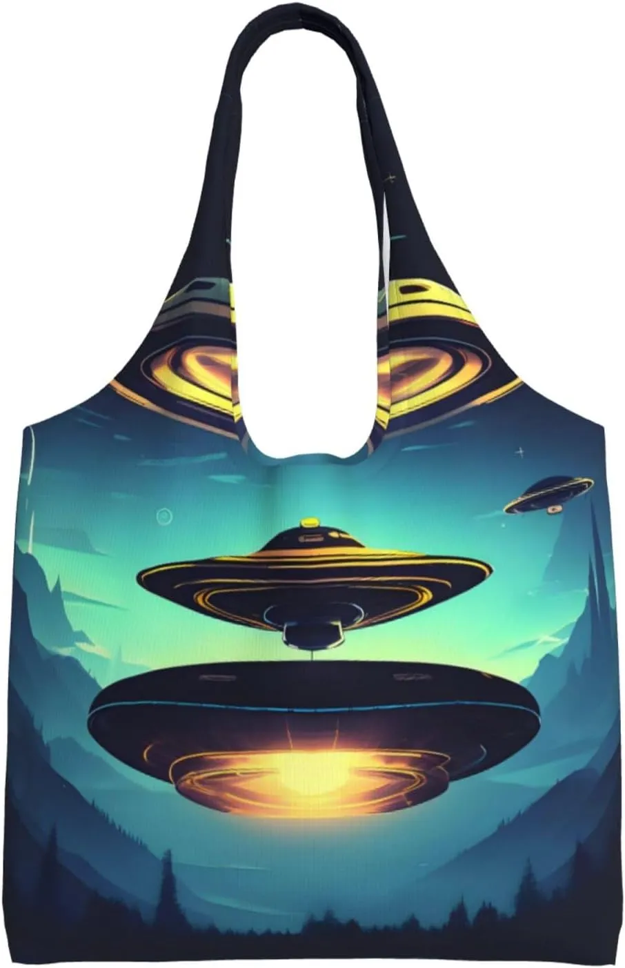 Reusable Canvas Tote Bag, Spacecraft descend Grocery Bag Shopping Shoulder Bags for Work DIY Festival Present bag