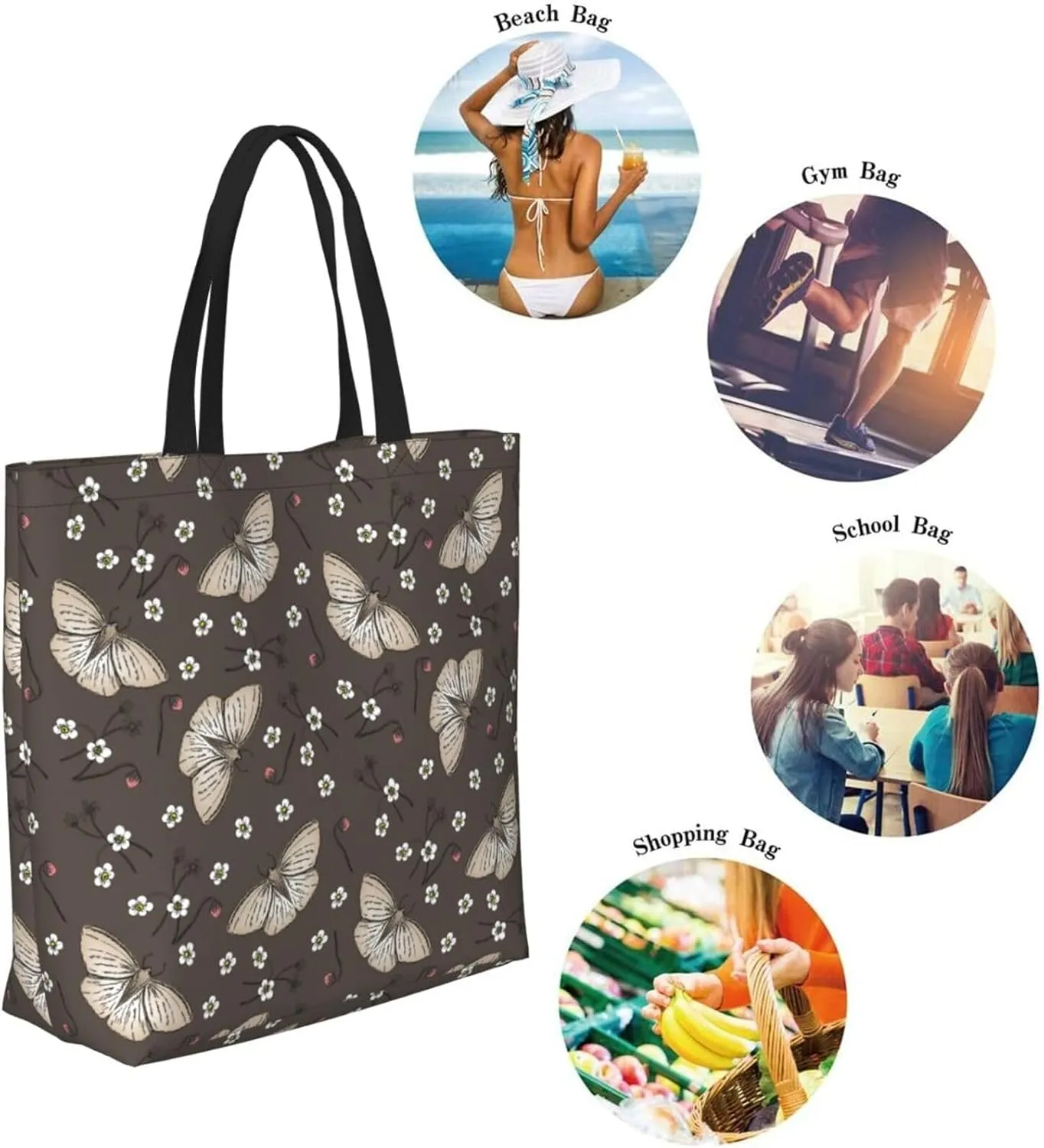 Reusable Grocery bags Big Capacity Shopping Bag Canvas Shoulder Tote Handbag for Women Girls