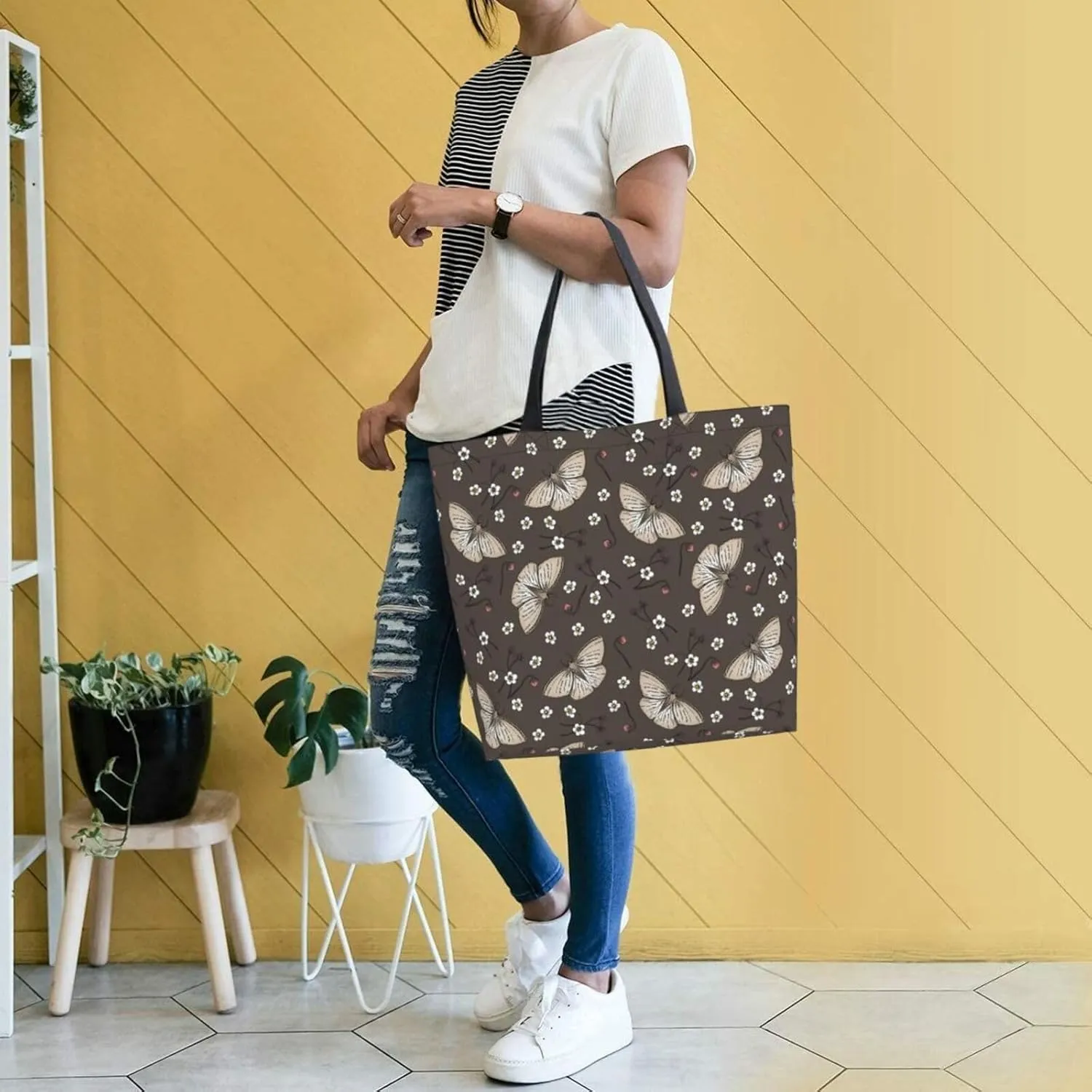 Reusable Grocery bags Big Capacity Shopping Bag Canvas Shoulder Tote Handbag for Women Girls