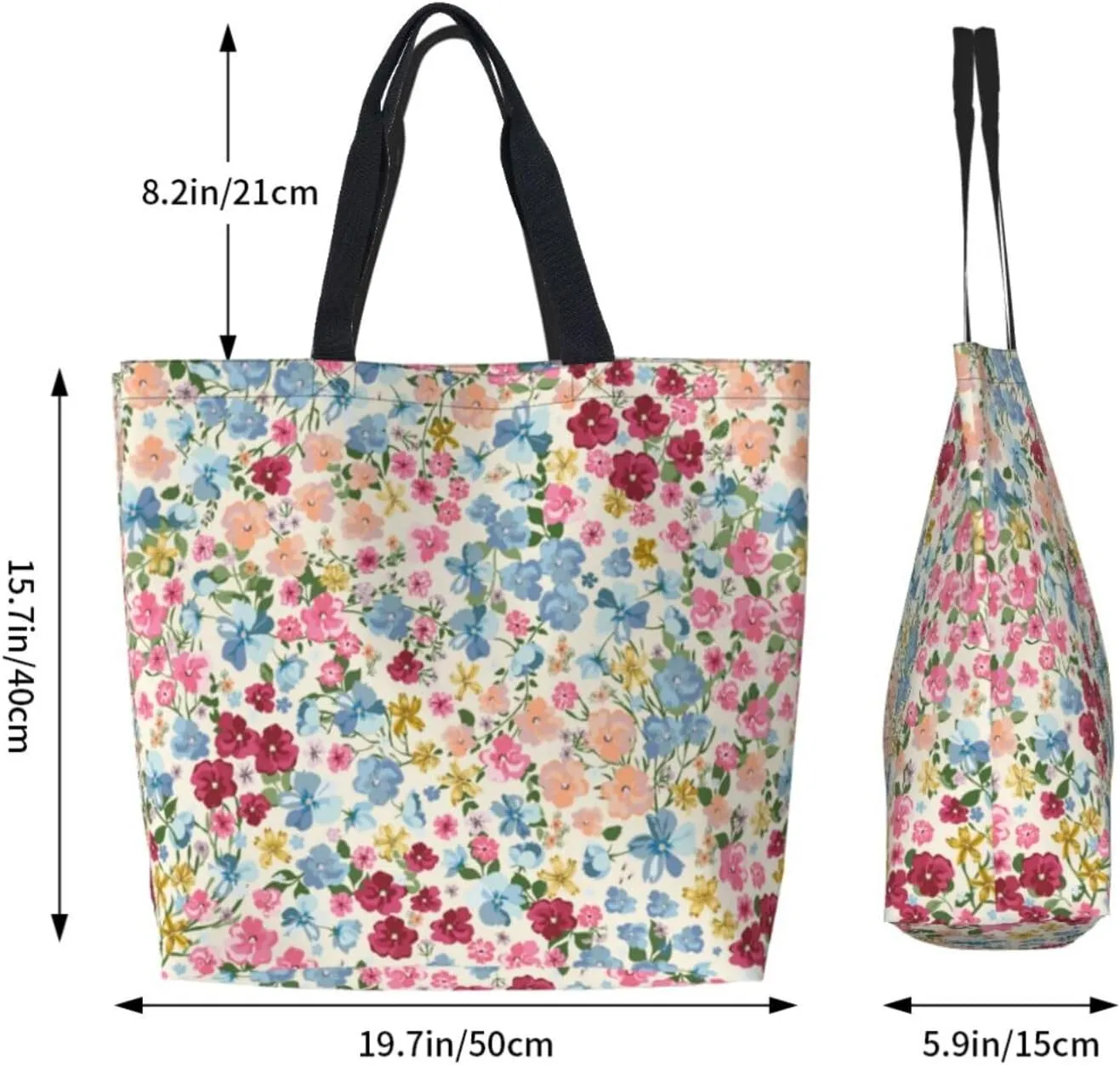 Reusable Grocery bags Big Capacity Shopping Bag Canvas Shoulder Tote Handbag for Women Girls