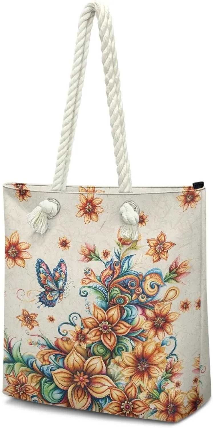 Reusable Grocery Bags Large Capacity Zipper Tote Bag Lightweight Beach Tote for Women