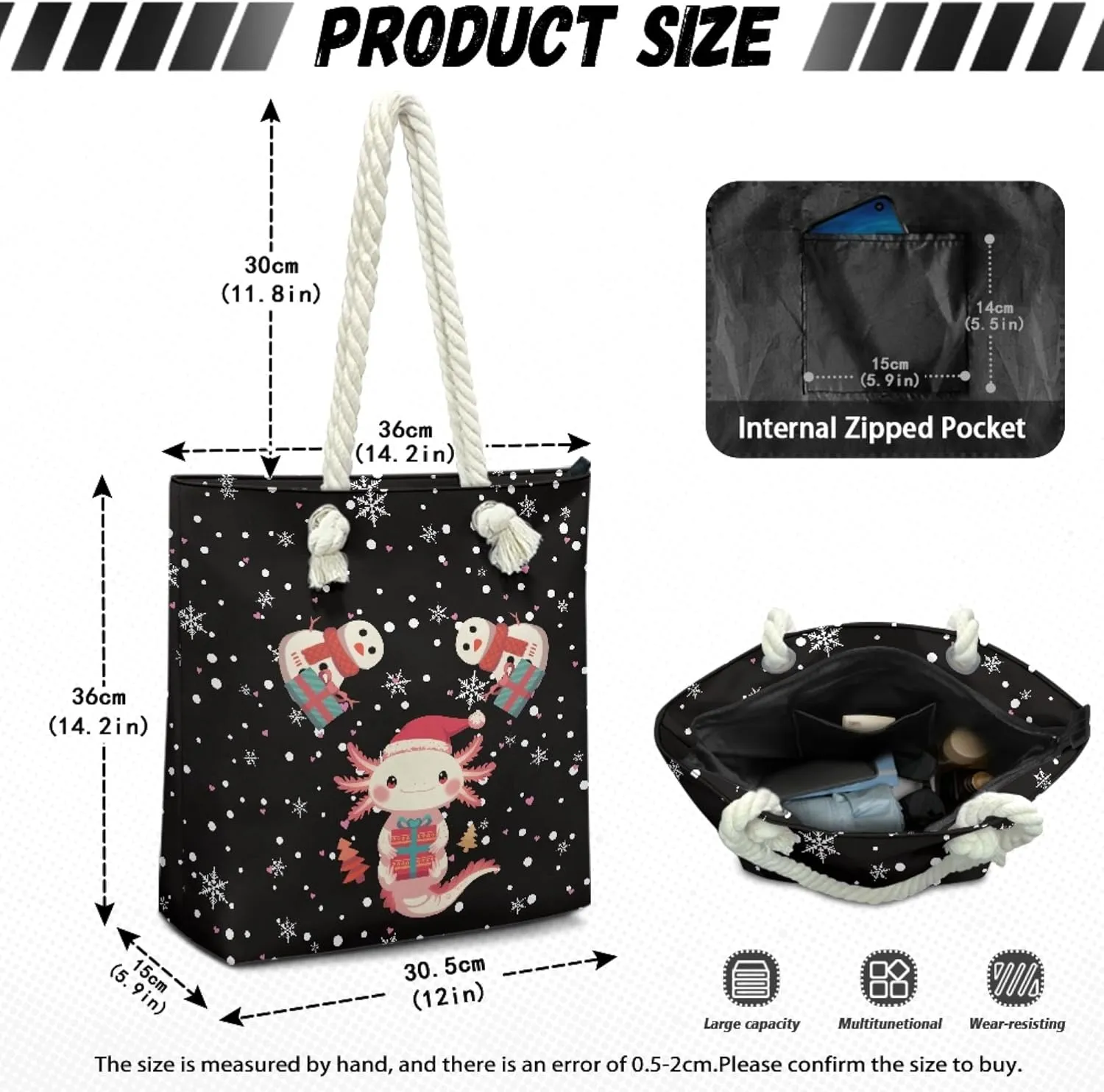 Reusable Grocery Bags Large Capacity Zipper Tote Bag Lightweight Beach Tote for Women
