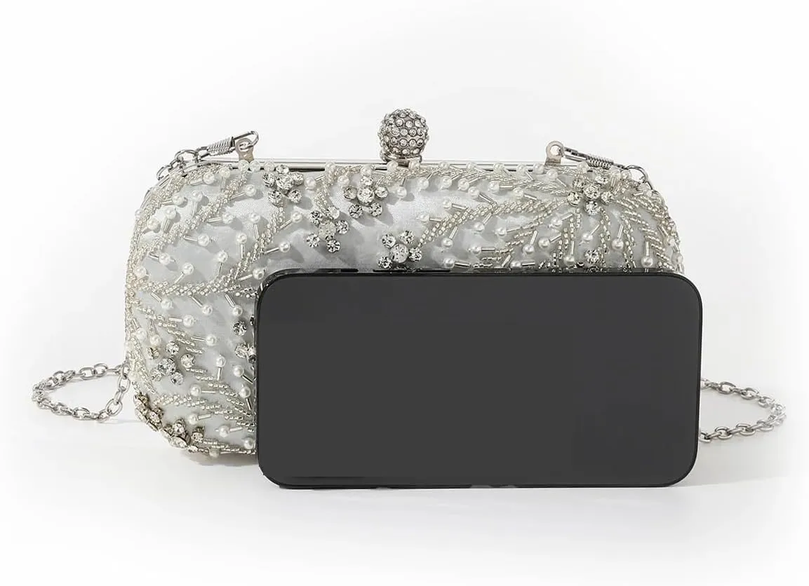 Rhinestone Bags Shiny Heavy Handmake Diamond-studded Rhinestones Beaded Flower Pattern Hand Party Wedding Dinner Bag
