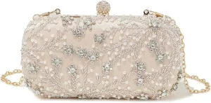 Rhinestone Bags Shiny Heavy Handmake Diamond-studded Rhinestones Beaded Flower Pattern Hand Party Wedding Dinner Bag