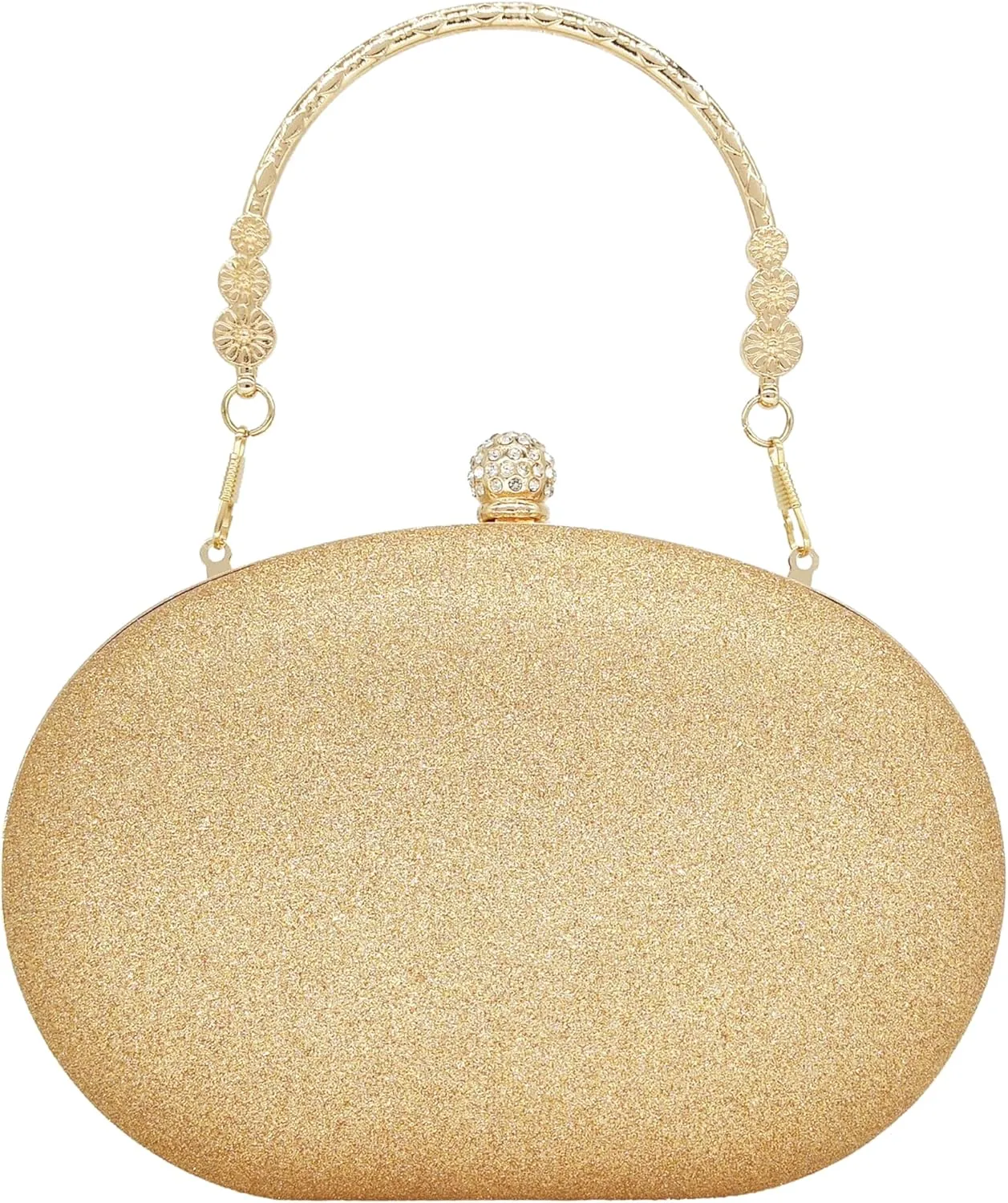 Rhinestone Clutch Purses for Women Evening Wedding Formal - Round Pearl Clasp Handbag - Crystal Diamond Bag