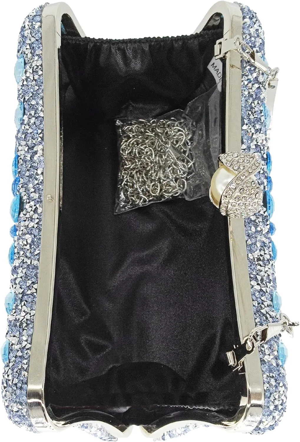 Rhinestone Clutch Purses for Women Evening Wedding Formal - Round Pearl Clasp Handbag - Crystal Diamond Bag
