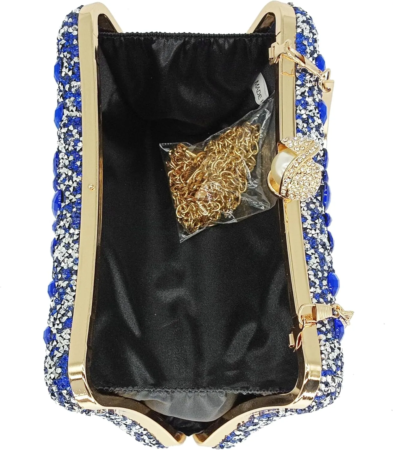 Rhinestone Clutch Purses for Women Evening Wedding Formal - Round Pearl Clasp Handbag - Crystal Diamond Bag