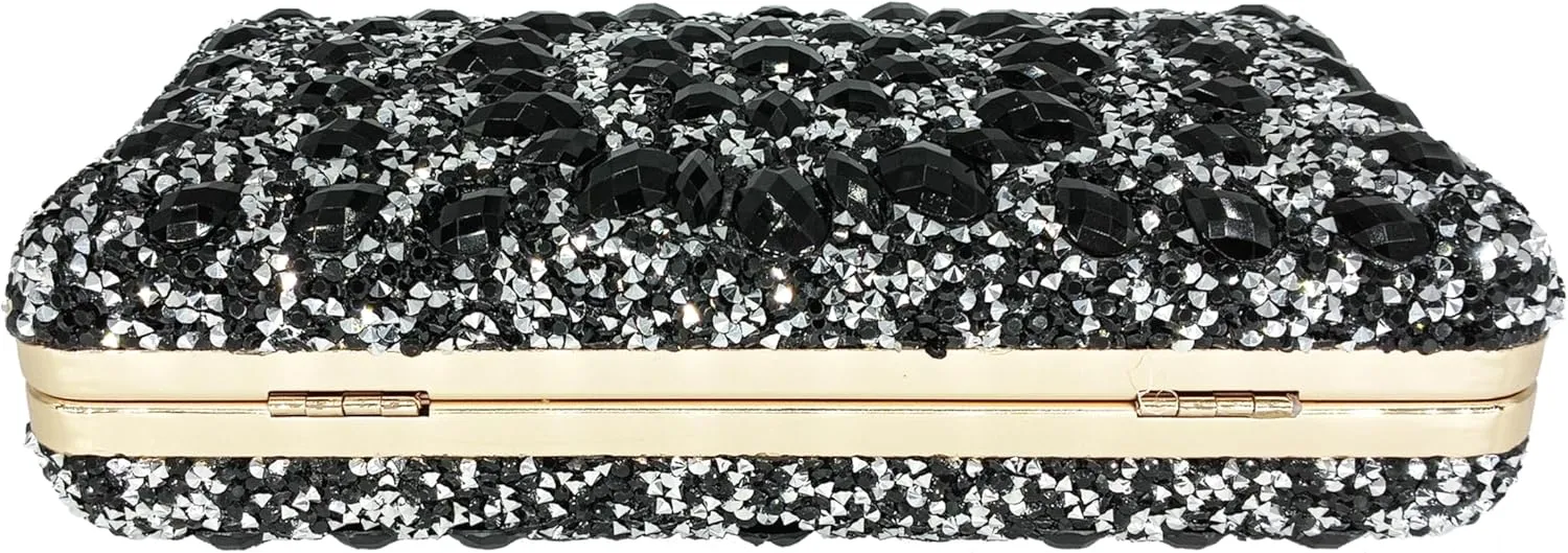 Rhinestone Clutch Purses for Women Evening Wedding Formal - Round Pearl Clasp Handbag - Crystal Diamond Bag