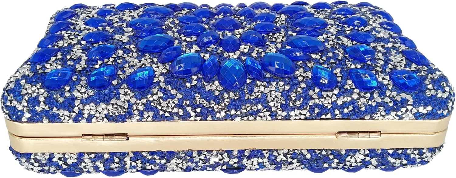Rhinestone Clutch Purses for Women Evening Wedding Formal - Round Pearl Clasp Handbag - Crystal Diamond Bag