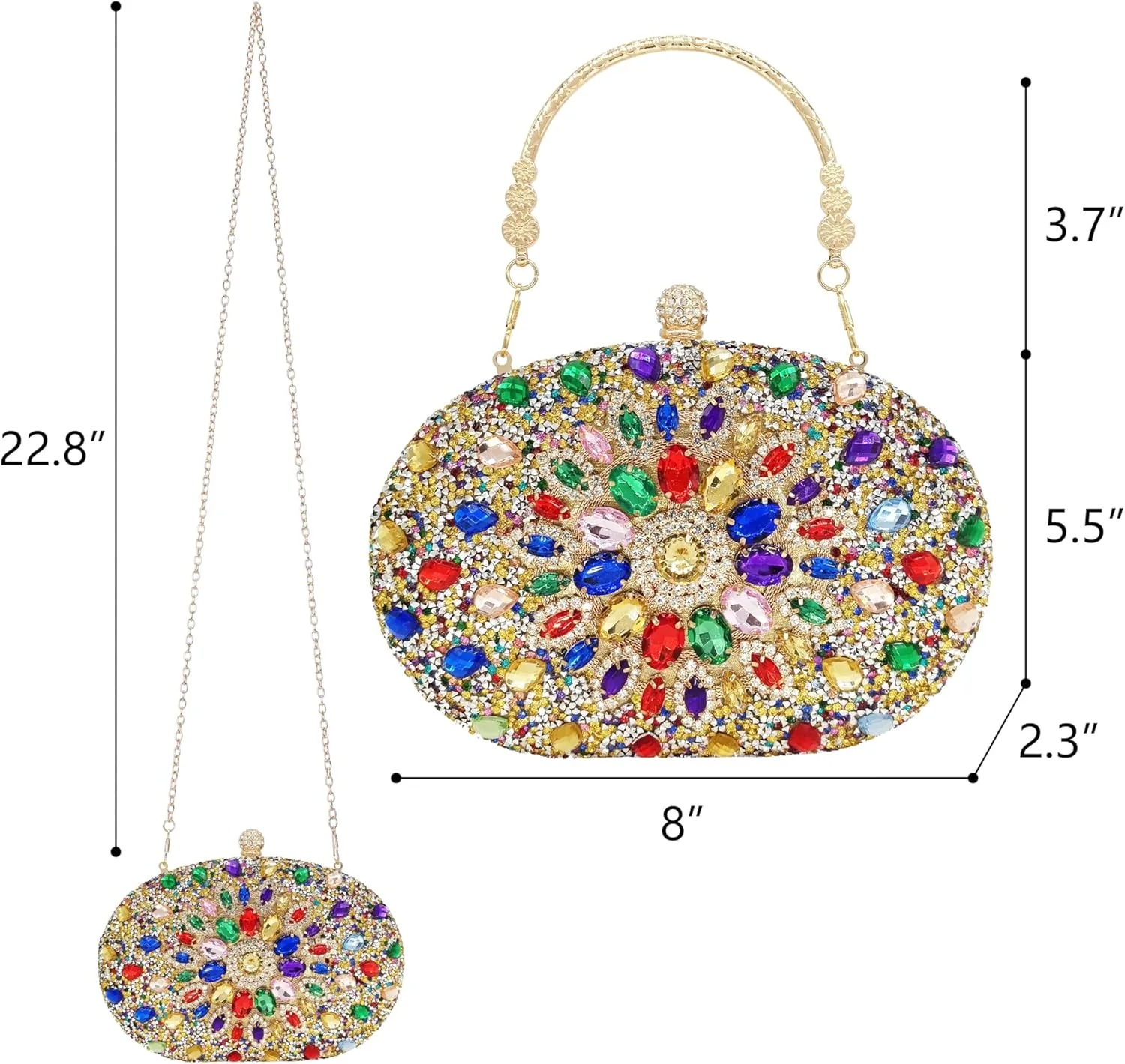 Rhinestone Clutch Purses for Women Evening Wedding Formal - Round Pearl Clasp Handbag - Crystal Diamond Bag