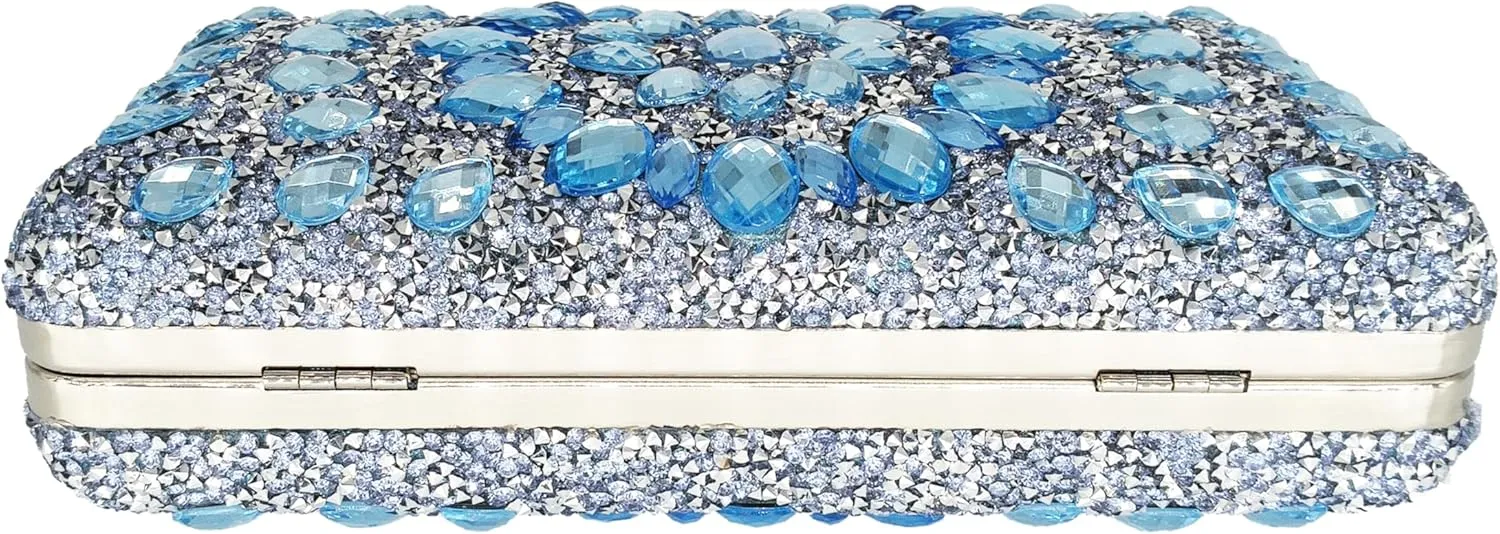 Rhinestone Clutch Purses for Women Evening Wedding Formal - Round Pearl Clasp Handbag - Crystal Diamond Bag