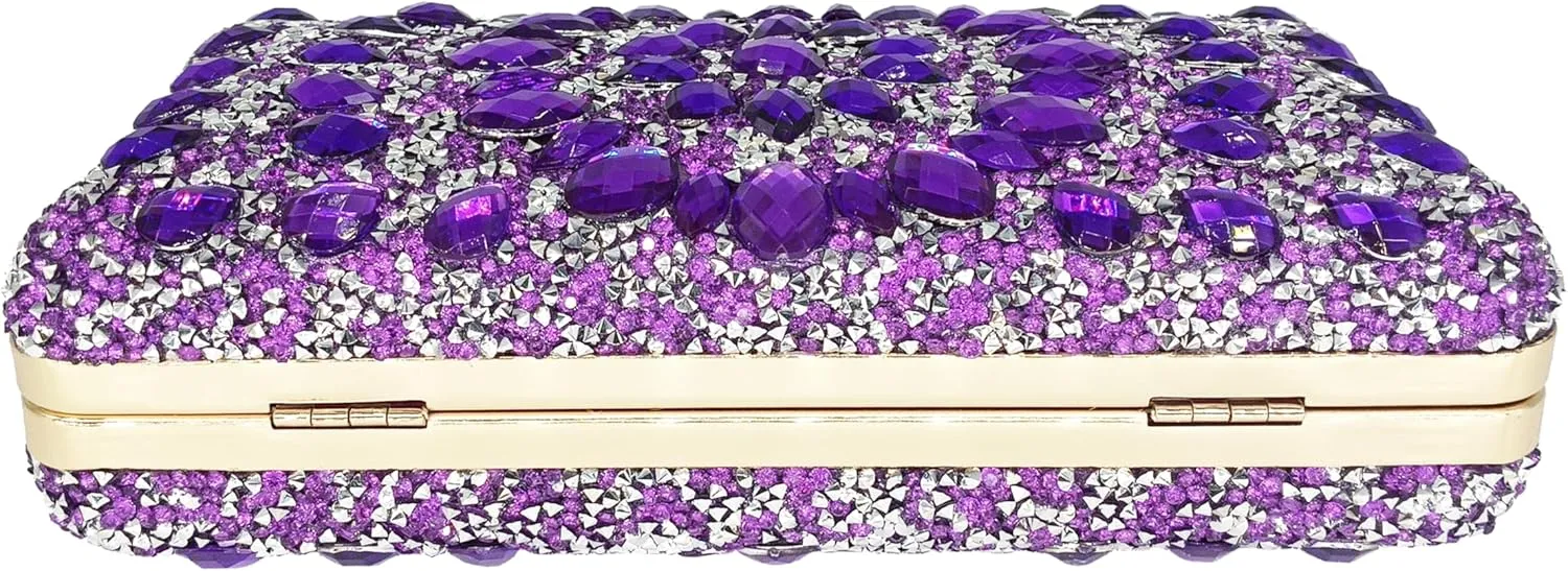 Rhinestone Clutch Purses for Women Evening Wedding Formal - Round Pearl Clasp Handbag - Crystal Diamond Bag
