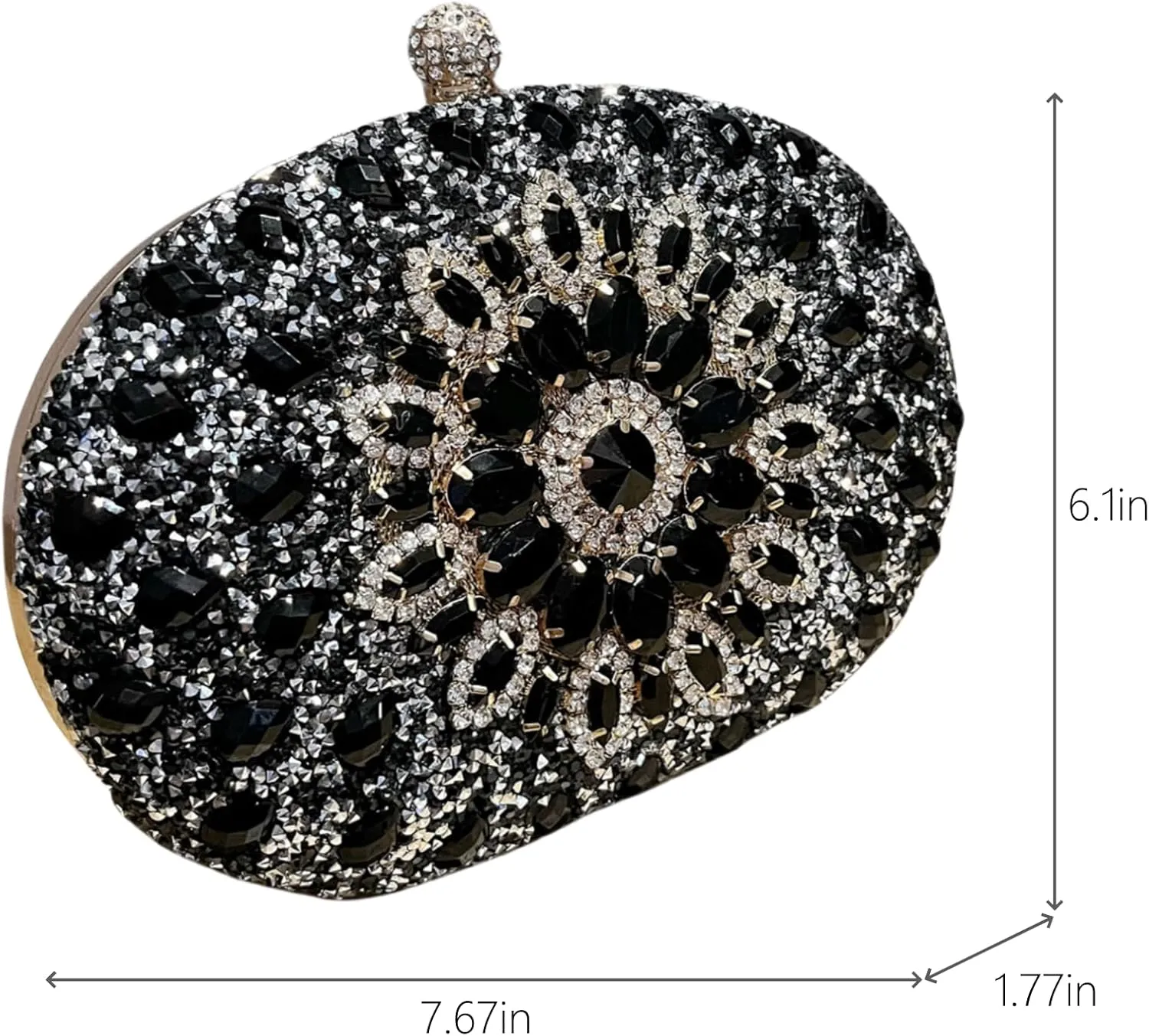 Rhinestone Evening Clutch Purses for Women, Wedding Round Pearl Party Handbag Crystal Clasp Glitter Sparkly Bag