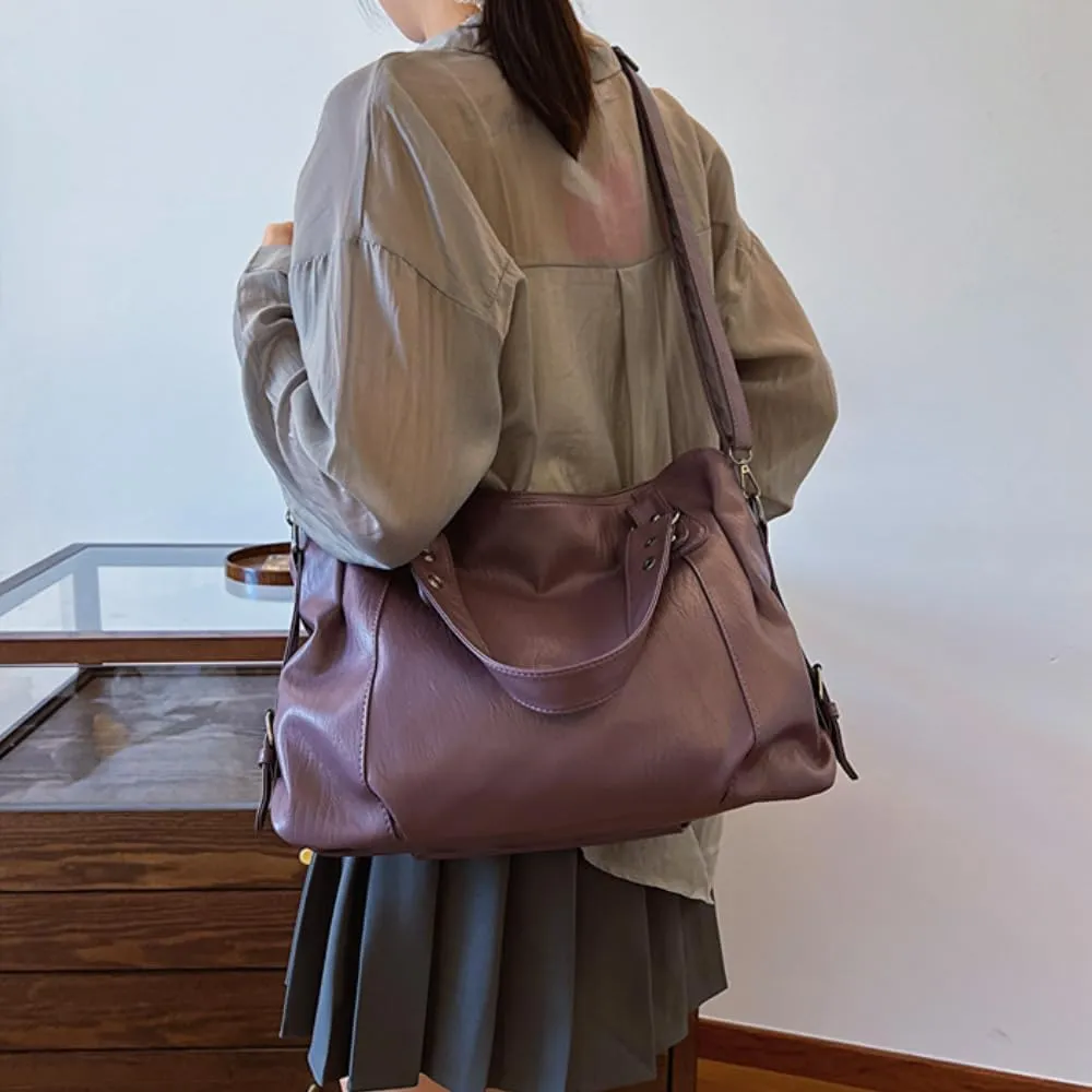 RICHTRUE Gloss Leather Tote Bag Work Tote Bag Y2k Shoulder Bag Crossbody Grunge Leather Crossbody Bags Women Studded Purse