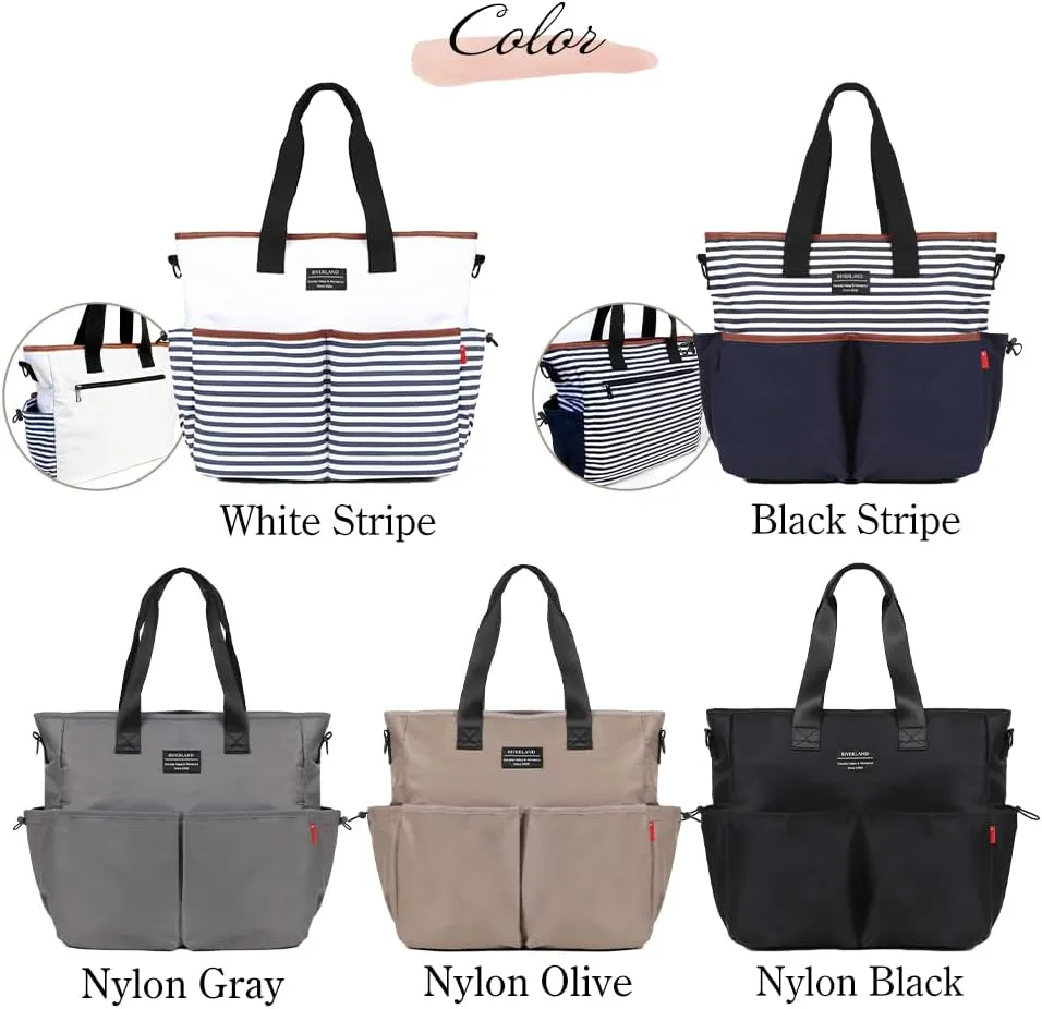 Riverland Diaper Bag Baby bag Newly Redesigned Stylish Tote Cross body Travel tote Mom Dad unisex Men women Large capacity