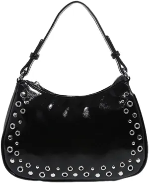 Rivet Tote Bags for Women Punk Shoulder Bag for Women Y2k Underarm Crescent Purse Fashion Hobo Handbag with Zipper Closure