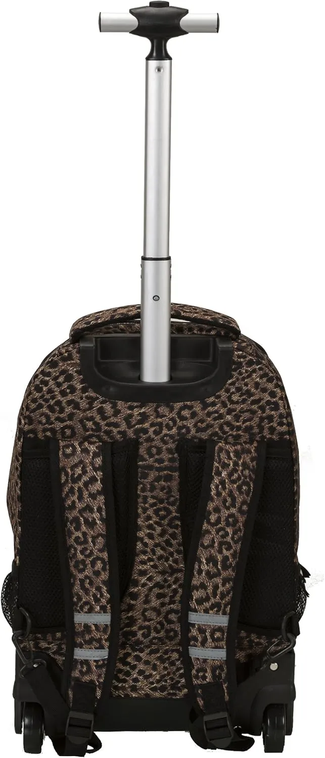 Rockland Single Handle Rolling Backpack, Leopard, One Size