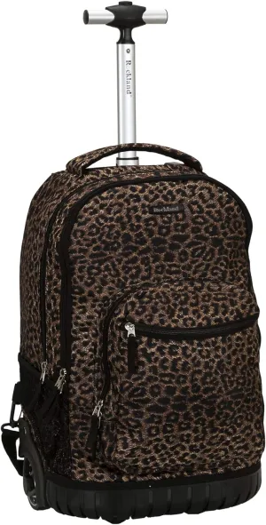 Rockland Single Handle Rolling Backpack, Leopard, One Size