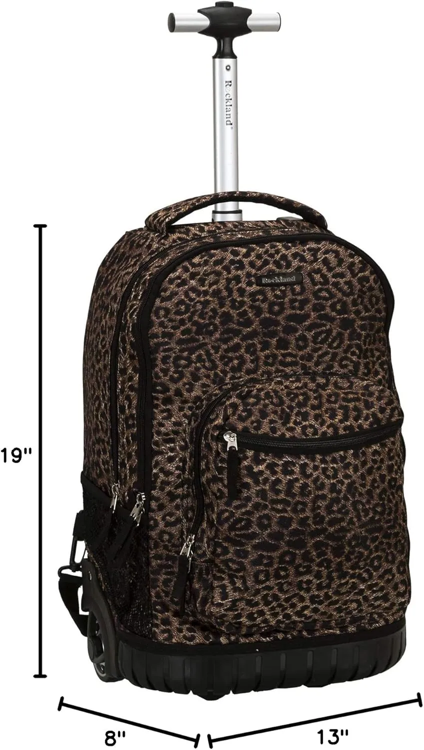 Rockland Single Handle Rolling Backpack, Leopard, One Size