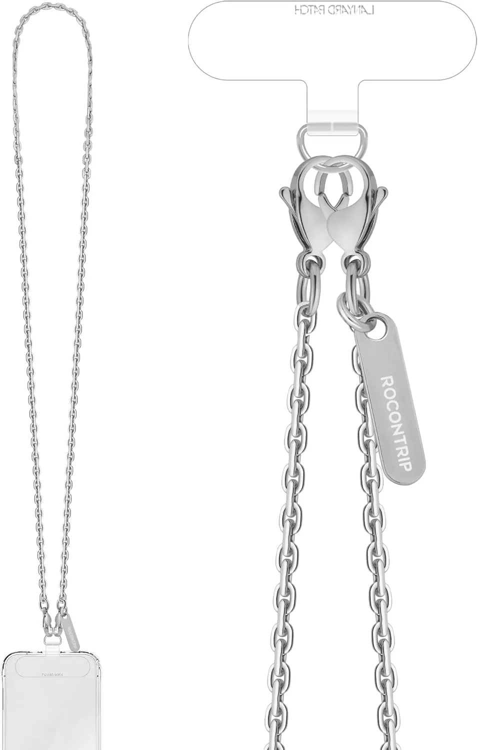 ROCONTRIP Phone Chain Crossbody Phone Strap with 2 Tether Tabs Detachable iPhone Lanyard Chain for All Phones Premium Metal Buckles,Non-Rust,Unbreak Cellphone Neck Lanyard for Travel Essentials