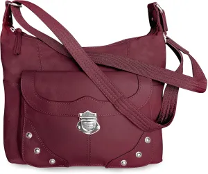 Roma Leathers Studded Concealment Purse - Premium Cowhide Leather - Wine - Dual Gun Entry - Designed in U.S.A.