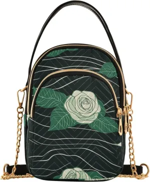 Rose Velvet Ribbon Grass Green trendy quilted crossbody with multi pockets womens handbags for work bolso cruzado para mujer