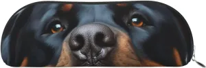 Rottweiler dogs tongue head Makeup Bag for Women Men Large Pencil Case Aesthetic Pencil Pouch Coin Pouch Leather Cosmetic Bag with Zipper Office Organizer Travel Essentials