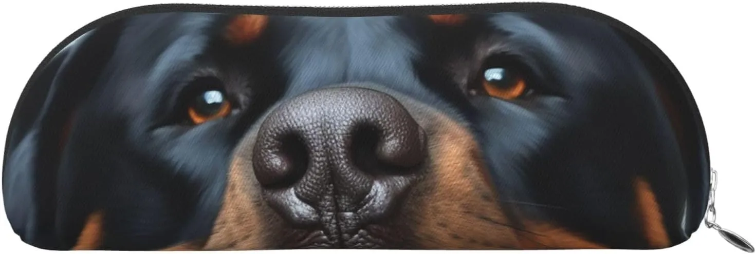 Rottweiler dogs tongue head Makeup Bag for Women Men Large Pencil Case Aesthetic Pencil Pouch Coin Pouch Leather Cosmetic Bag with Zipper Office Organizer Travel Essentials