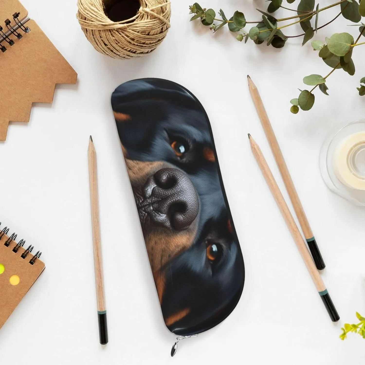 Rottweiler dogs tongue head Makeup Bag for Women Men Large Pencil Case Aesthetic Pencil Pouch Coin Pouch Leather Cosmetic Bag with Zipper Office Organizer Travel Essentials