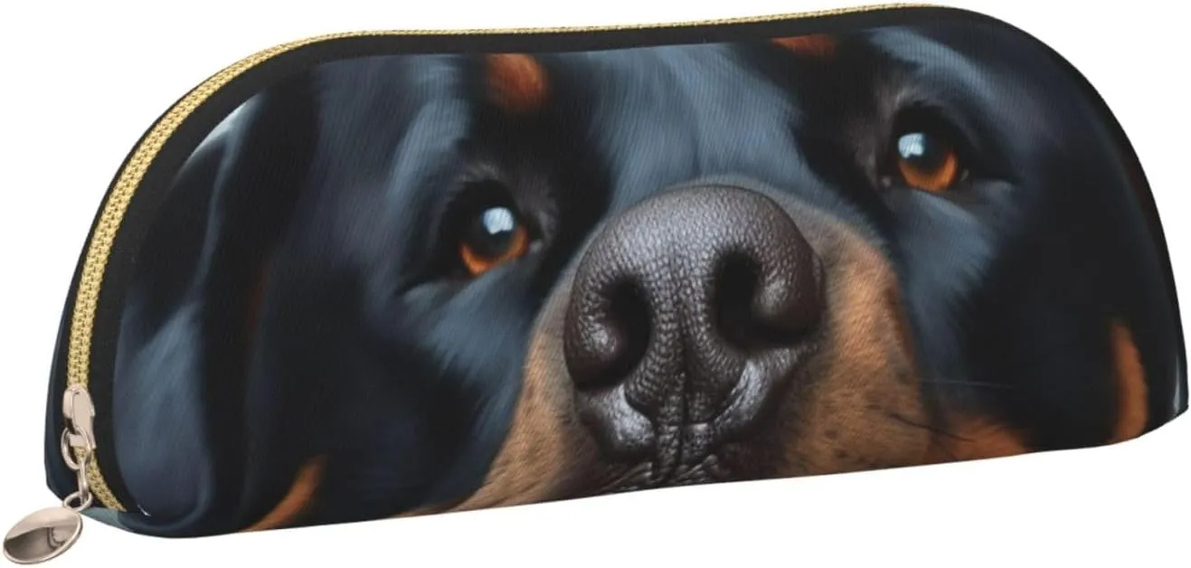 Rottweiler dogs tongue head Makeup Bag for Women Men Large Pencil Case Aesthetic Pencil Pouch Coin Pouch Leather Cosmetic Bag with Zipper Office Organizer Travel Essentials