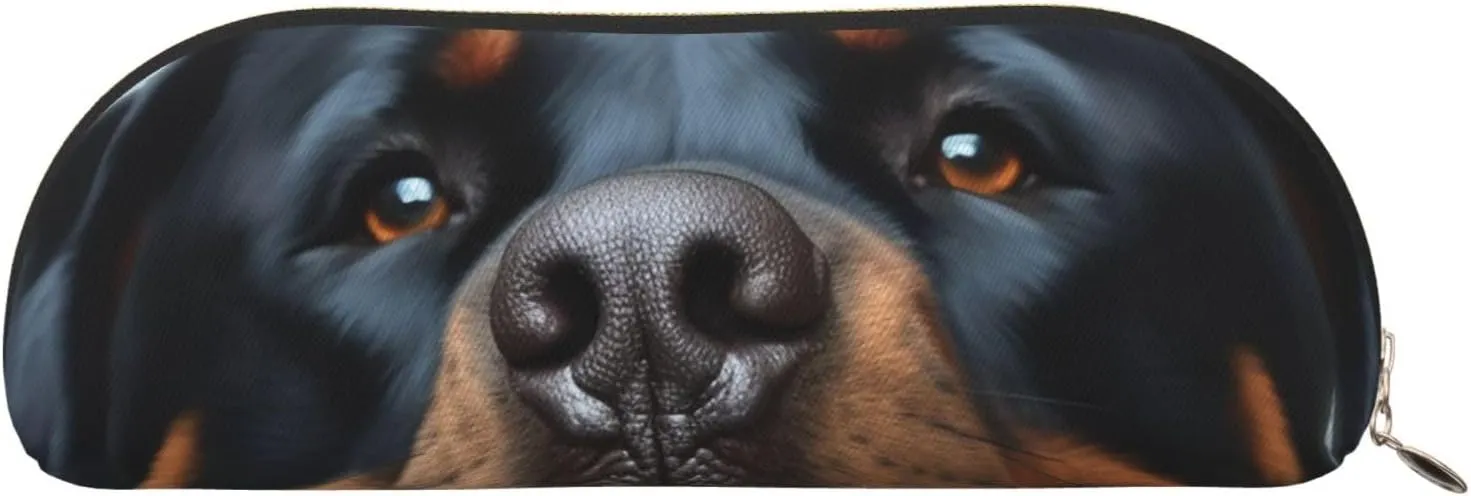 Rottweiler dogs tongue head Makeup Bag for Women Men Large Pencil Case Aesthetic Pencil Pouch Coin Pouch Leather Cosmetic Bag with Zipper Office Organizer Travel Essentials