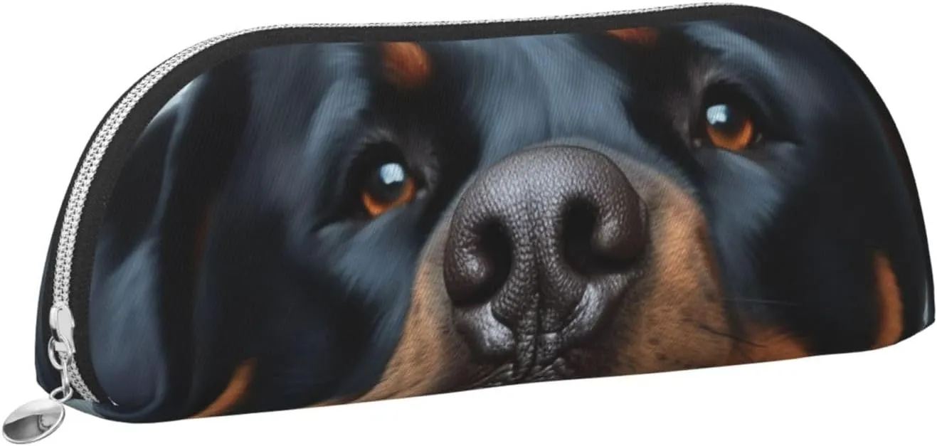 Rottweiler dogs tongue head Makeup Bag for Women Men Large Pencil Case Aesthetic Pencil Pouch Coin Pouch Leather Cosmetic Bag with Zipper Office Organizer Travel Essentials
