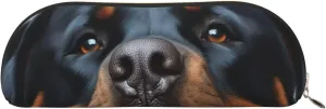 Rottweiler dogs tongue head Makeup Bag for Women Men Large Pencil Case Aesthetic Pencil Pouch Coin Pouch Leather Cosmetic Bag with Zipper Office Organizer Travel Essentials