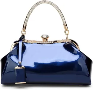 ROUROU Glossy Patent Leather Handbag for Women Top Handle Tote Bag Evening Shoulder Bag Wedding Satchel Retro Purse
