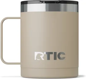 RTIC 12oz Essential Coffee Mug with Lid and Handle, Insulated, Stainless Steel, Metal, Double Wall Vacuum-Insulation, Ceramic Lined, Portable, Travel Cup for Hot and Cold Drink, Beach