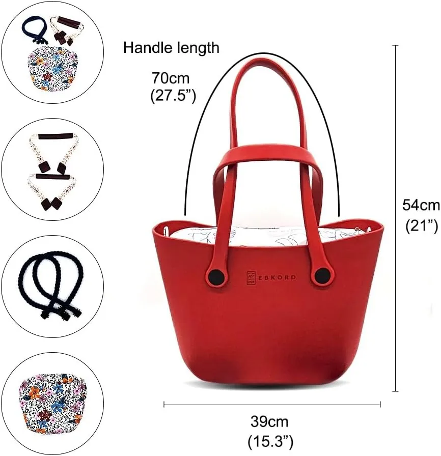 Rubber tote bag for women lightweight | EVA beach bag waterproof | Inner bag |Three pairs of handles