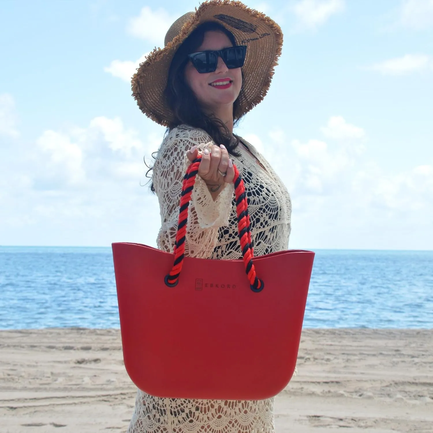 Rubber tote bag for women lightweight | EVA beach bag waterproof | Inner bag |Three pairs of handles