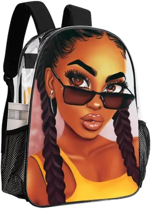 Rucksack Anti-Theft Multipurpose Large Capacity Carry On Bag - Abstract Fashion Black Women Art African American Women Art Travel Hiking Day Pack Transparent Bag