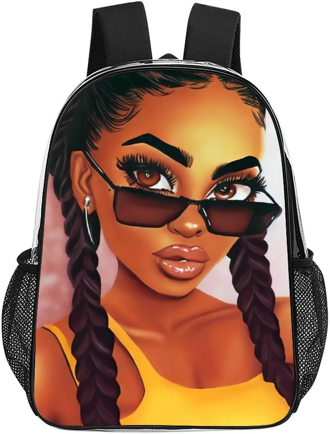 Rucksack Anti-Theft Multipurpose Large Capacity Carry On Bag - Abstract Fashion Black Women Art African American Women Art Travel Hiking Day Pack Transparent Bag