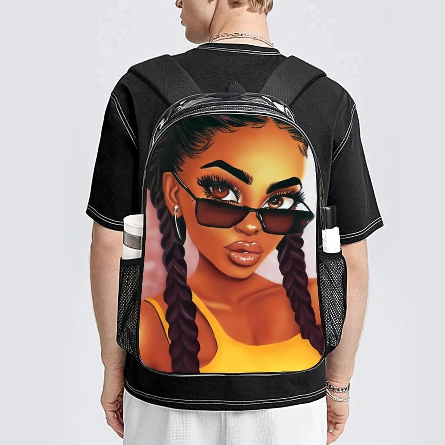 Rucksack Anti-Theft Multipurpose Large Capacity Carry On Bag - Abstract Fashion Black Women Art African American Women Art Travel Hiking Day Pack Transparent Bag