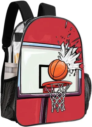 Rucksack Multipurpose Anti-Theft Big Capacity Shoulder Bag - Basketball Rack Red Travel Hiking & Camping Rucksack Transparent Bag