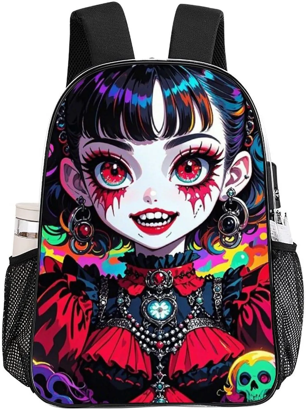 Rucksack Multipurpose Anti-Theft Big Capacity Shoulder Bag - Beautiful Women Gothic Women Skull Neon Art Travel Hiking & Camping Rucksack Transparent Bag