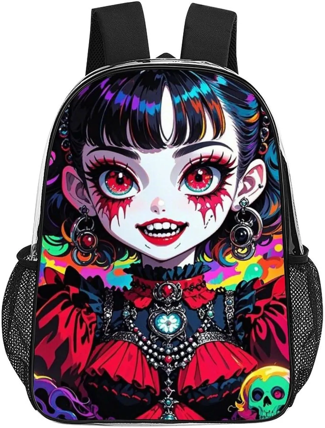 Rucksack Multipurpose Anti-Theft Big Capacity Shoulder Bag - Beautiful Women Gothic Women Skull Neon Art Travel Hiking & Camping Rucksack Transparent Bag