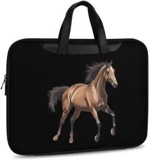 Running Arabian Horse Leather Bag Laptop Case Slim Water Resistant Computer Bags with Handle Briefcase for Work