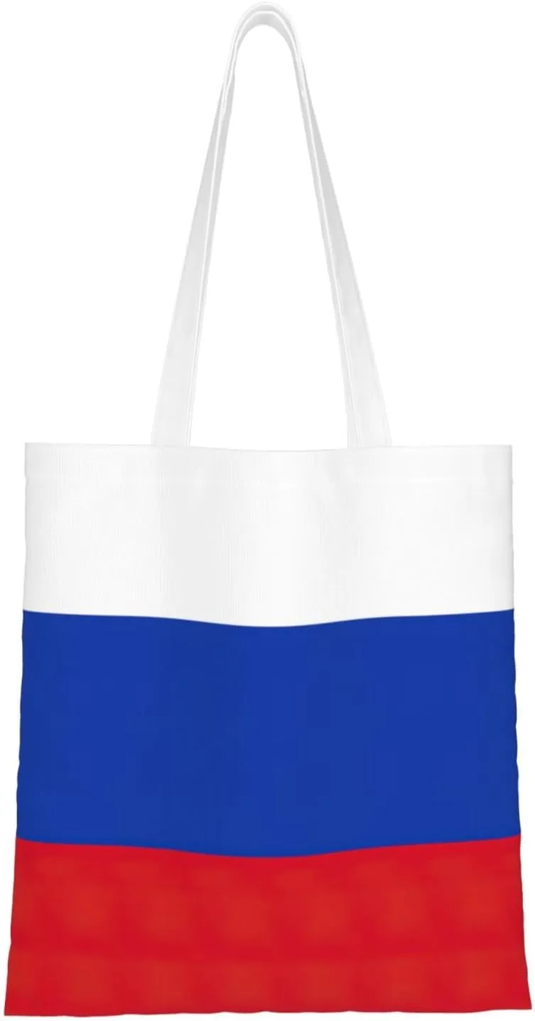 Russian Flag print Canvas Tote Bag for Women,Womens Purse Handbags for Travel Beach Nurse College Gift