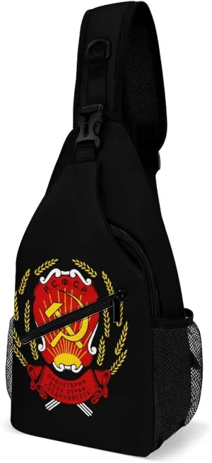 Russian Soviet Federative Socialist Republic Printed Sling Bag Casual Chest Bags Crossbody Backpack for Men Women Travel Outdoors