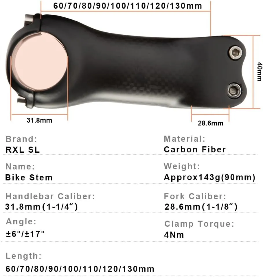 RXL SL MTB Carbon Stem MTB Stem Carbon Fiber Stem Road Bike Stem 70 31.8mm Racing Bike Handlebar Stem 6 Degree 70mm Mountain Bike Stem