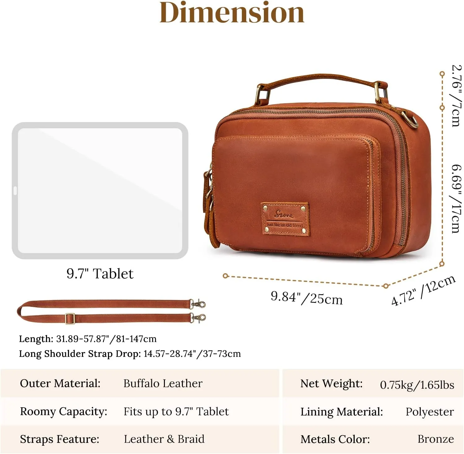 S-ZONE Genuine Leather Crossbody Purses for Women Vintage Top Handle Handbags Shoulder Bag